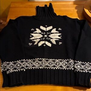 Liz Claiborne Black and Cream Turtleneck Sweater
